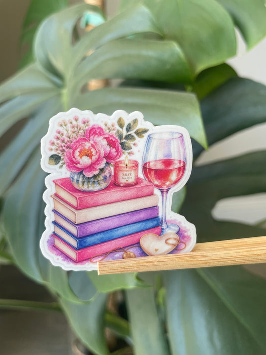 Books and wine stickers