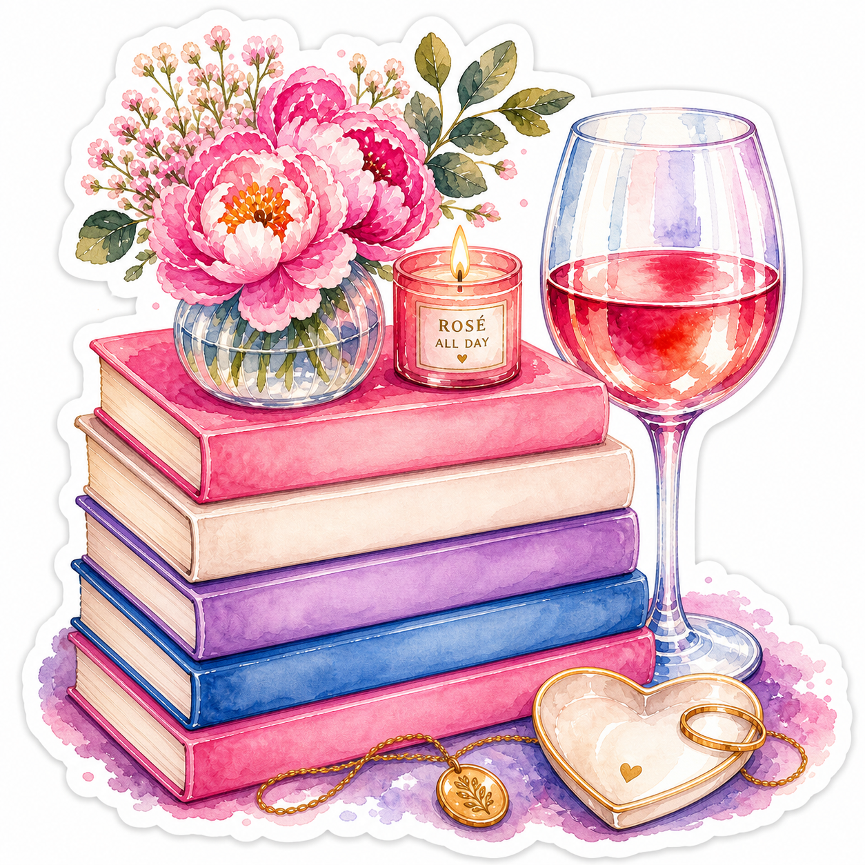 Books and wine stickers