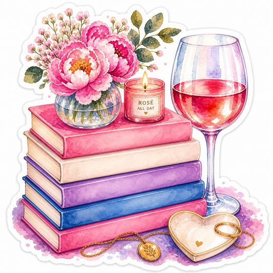Books and wine stickers
