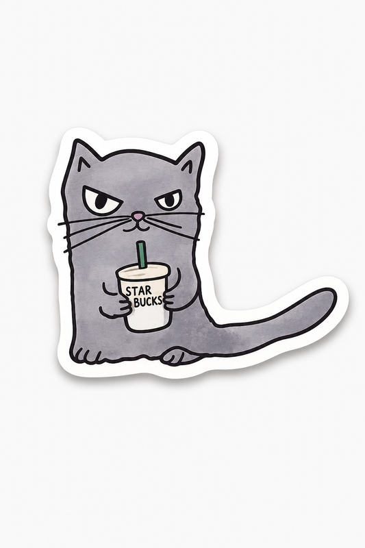 Grumpy Cat drinking coffee