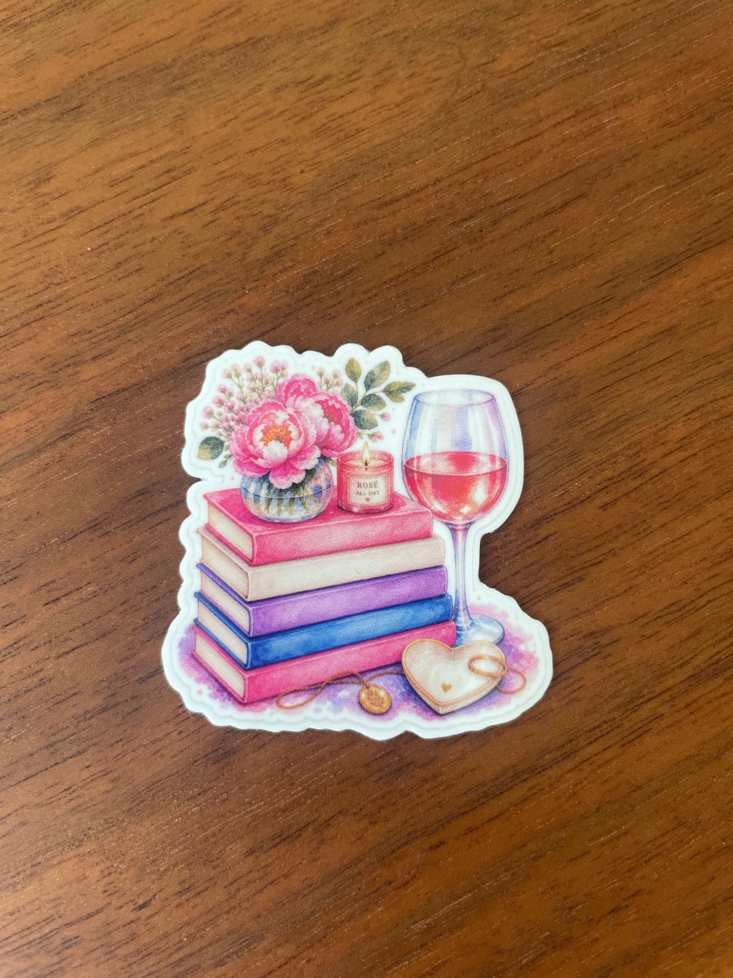 Books and wine stickers